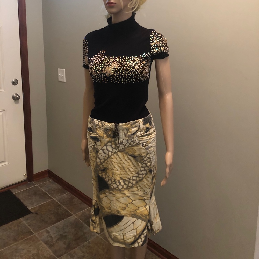 COPY - Just Cavalli Jean Skirt Size 44 US 8 Midi Low Rise